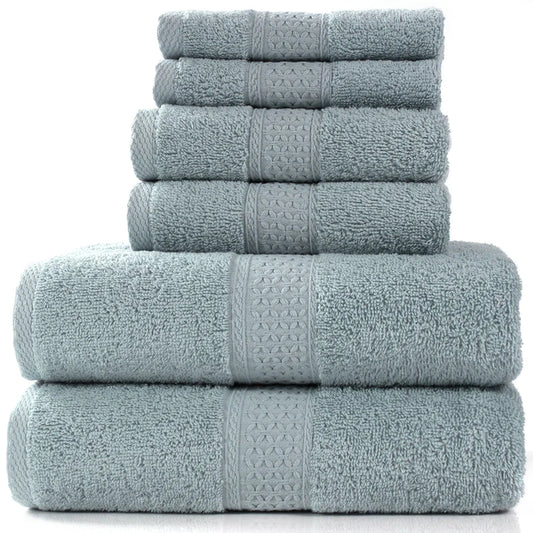 Conjunto de Toalhas de Banho de Algodão Simples Absorventes, 6 Peças